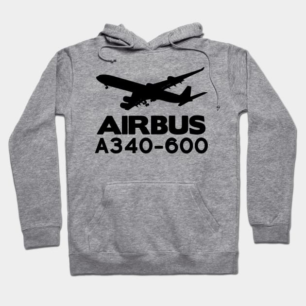 Airbus A340-600 Silhouette Print (Black) Hoodie by TheArtofFlying